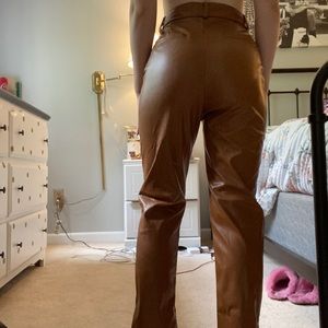Brown leather shein pants